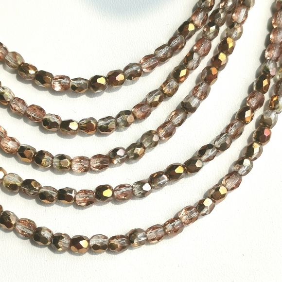 VINTAGE cascade choker necklace rose gold crystal beads - Picture 4 of 8